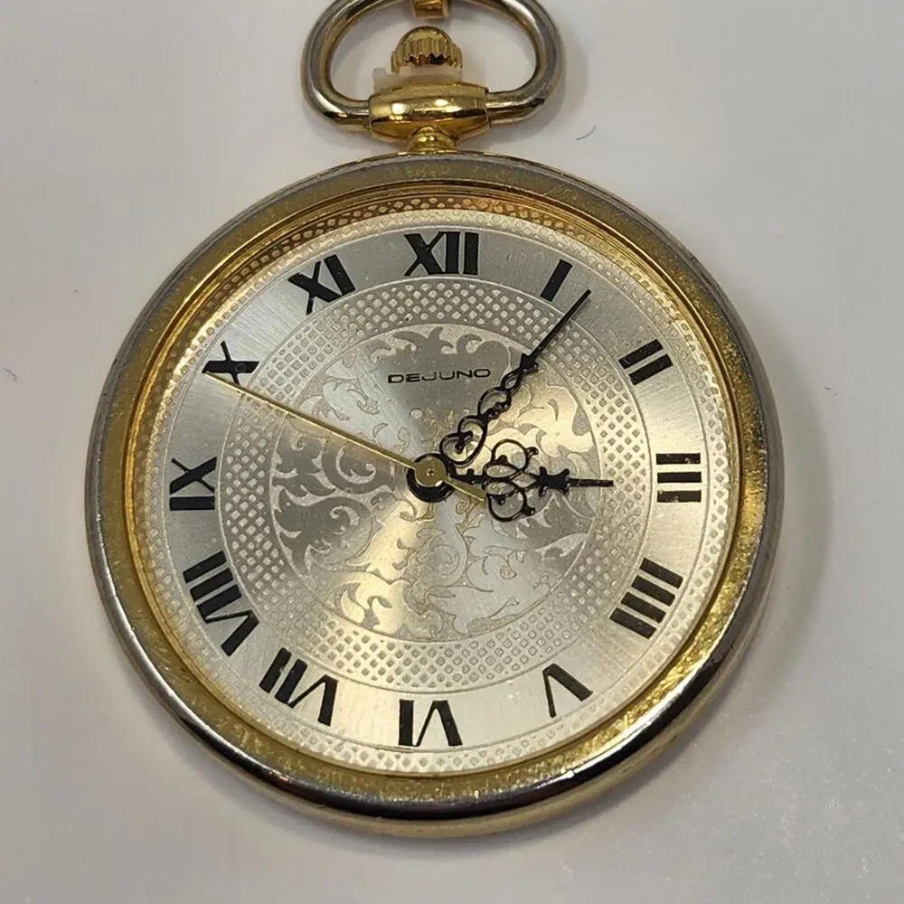 Dejuno Round Watch Pendant Ball Bead Long Necklace Vintage New Battery Works